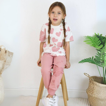 Ensemble de jogging pour filles Scribble Hearts