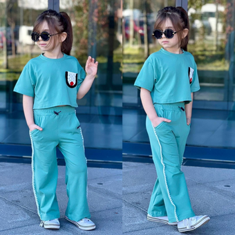 Ensemble d'été pour filles avec poche au crochet