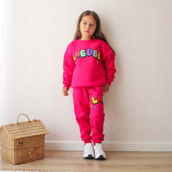 Ensemble de jogging rose pour filles Labubu