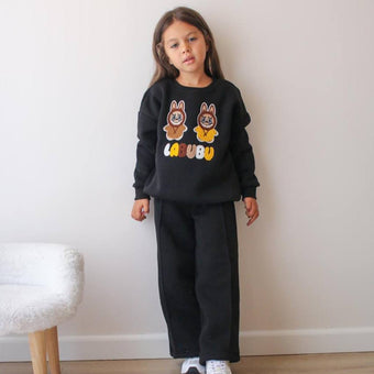 Ensemble décontracté noir pour filles Labubu