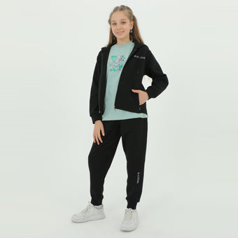 Zip-Up Hoodie Girls Jogger Set