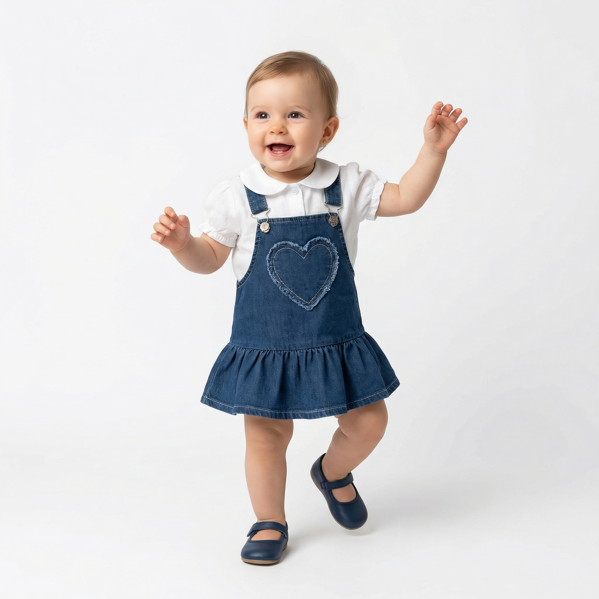 baby denim overall dress Denim blue/flowers Denim Overall Dress for kids