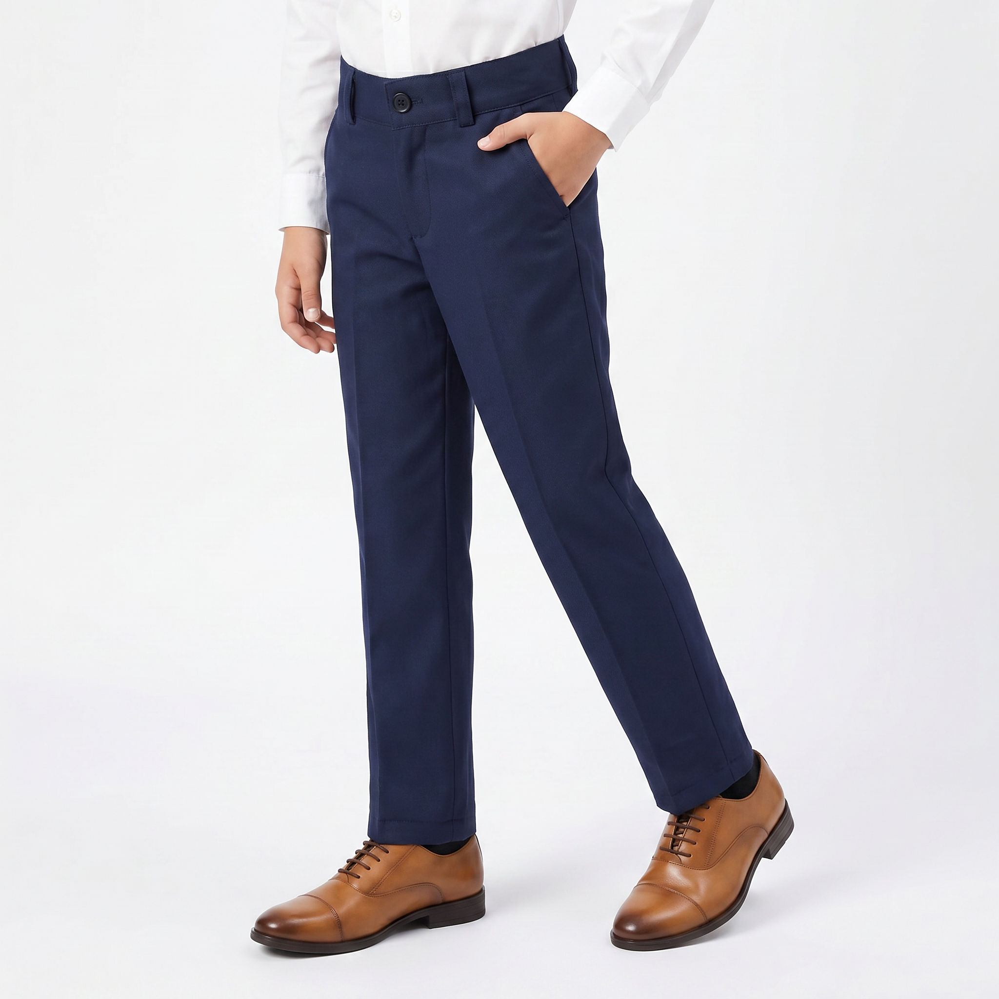 juniors navy blue dress pants vkwear Kids Boys Junior Toddler Flat Front Slim Fit Formal Dress Pants Slacks (Navy, 10)