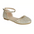 Girls’ gold dress shoe with ankle strap, scalloped trim, and sparkling rhinestone embellishments, perfect for weddings or special occasions.