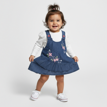 Denim Flower Girls Casual Set