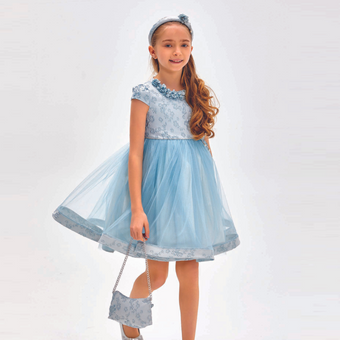 Robe de soirée fille bleue Girly