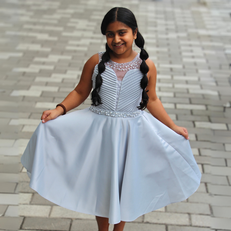 slim fit dress slacks Long Satin Gown for Girls – Junior Bridesmaid or Graduation High-Low Dress main image 1
