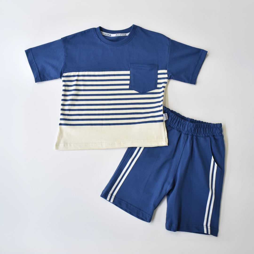 Ensemble short oversize à rayures classiques