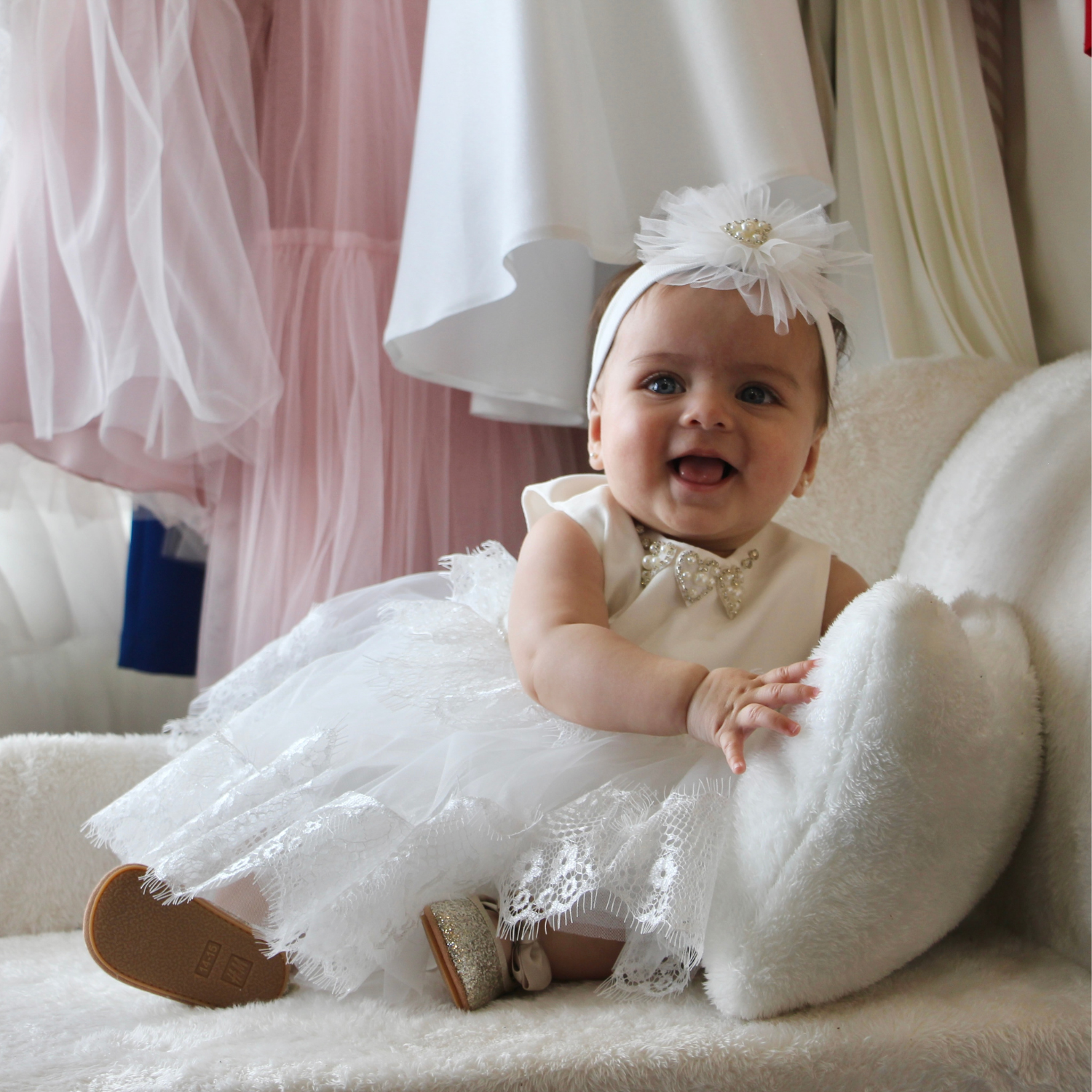 Hearts & Pearls Baby Dress