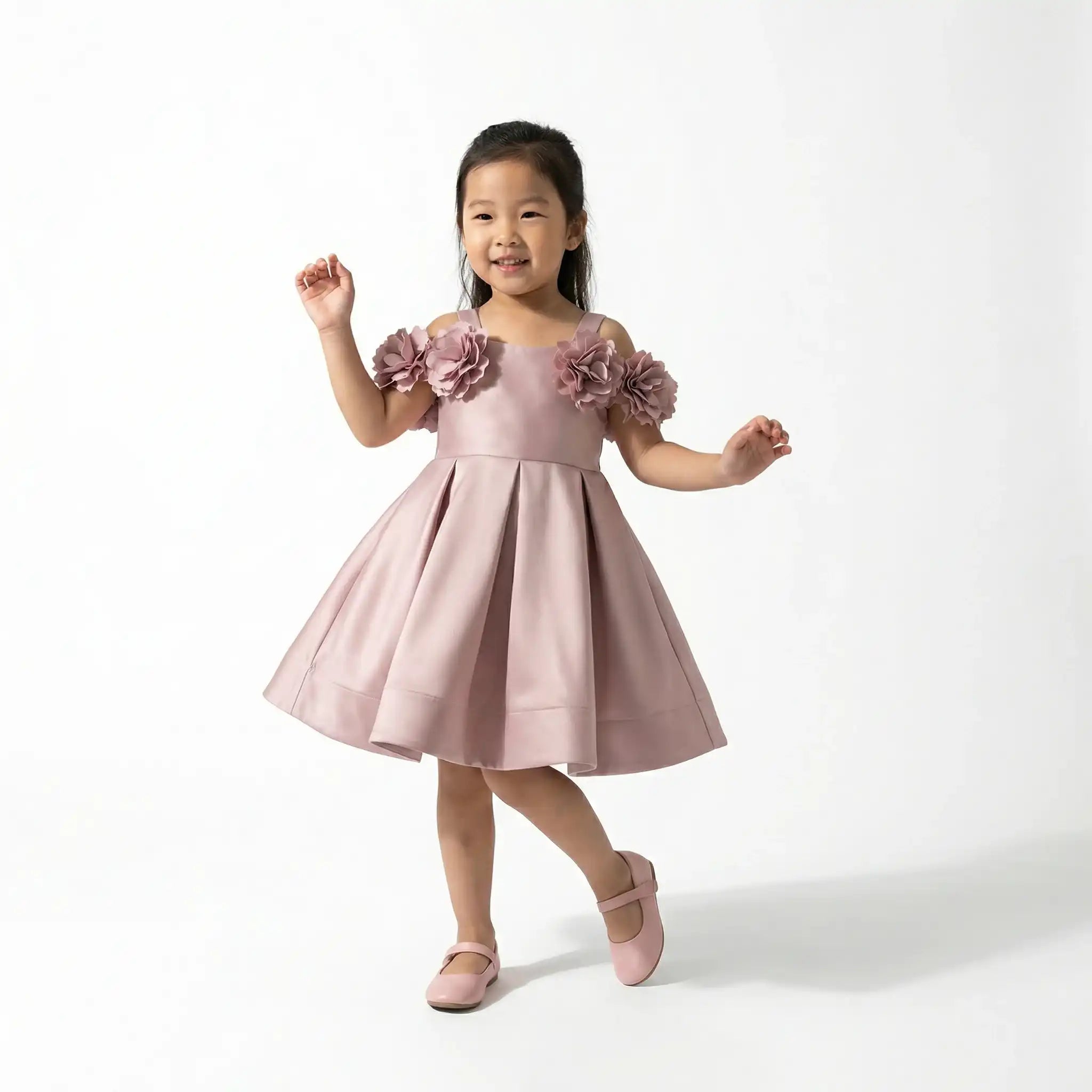 Evelyn Blue Girls Satin Dress