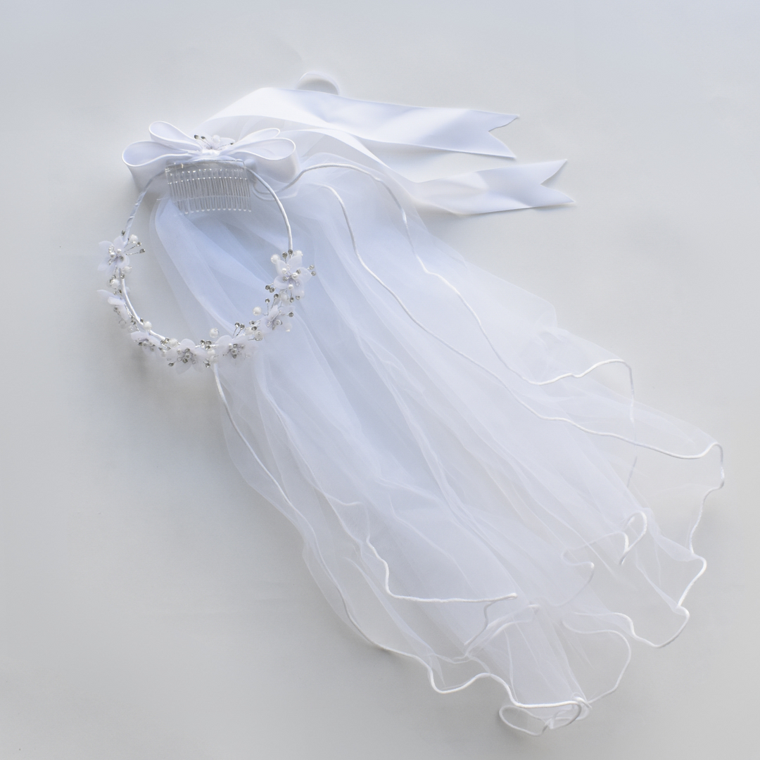 Voile à nœud fleuri pour robes de filles