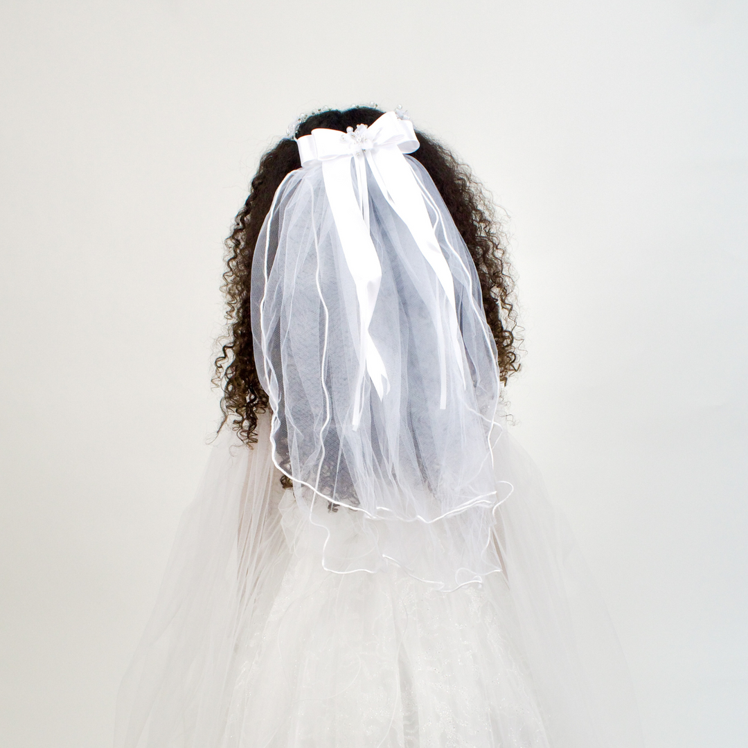 Voile à nœud fleuri pour robes de filles