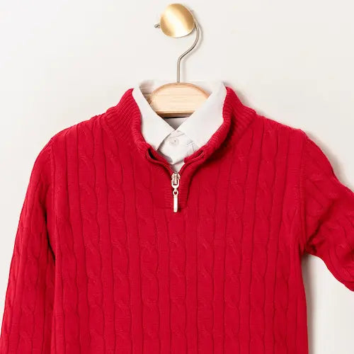 Ensemble pull et jean rouge vif