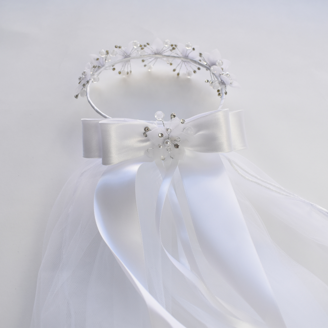 Voile à nœud fleuri pour robes de filles