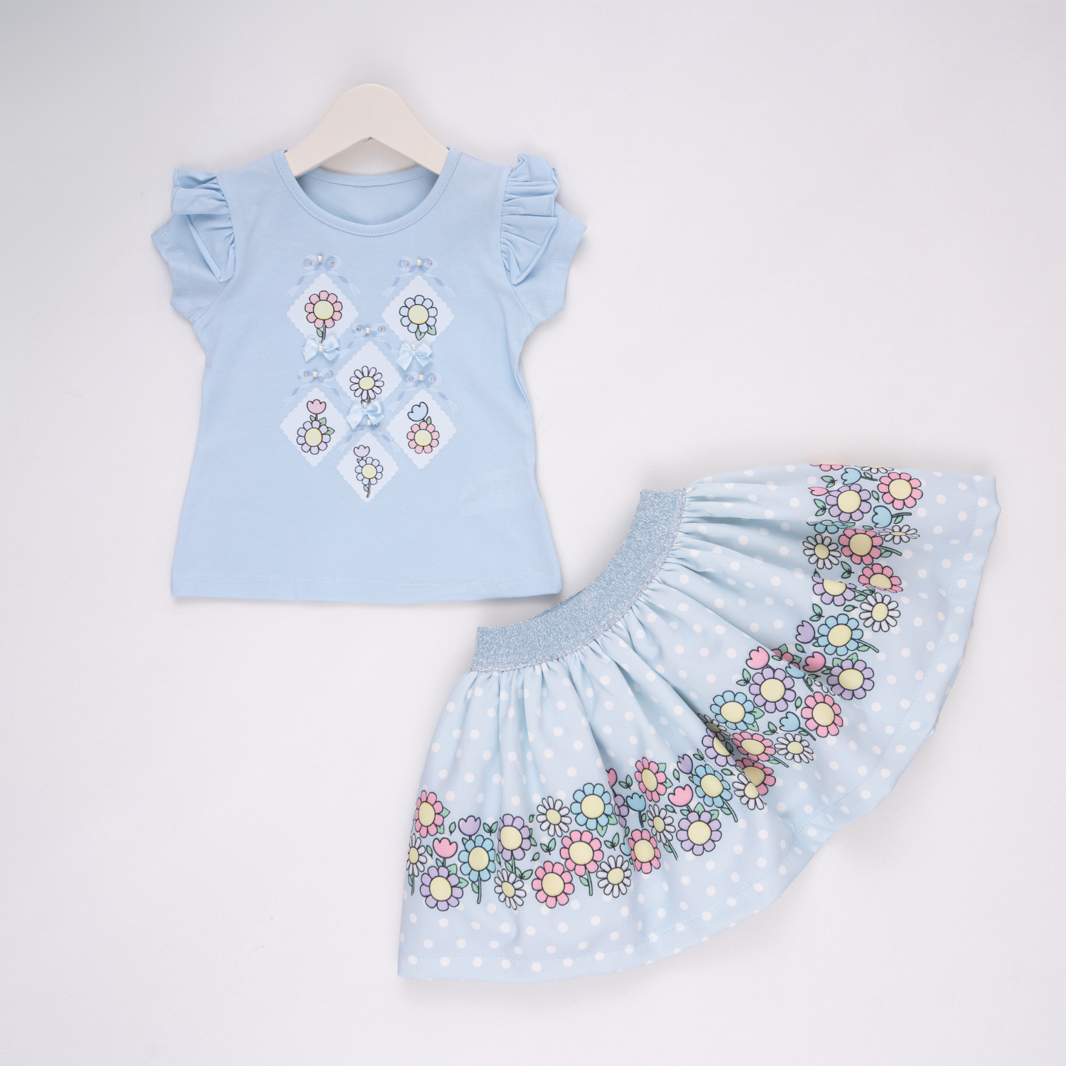 Blue Blossom Girl Skirt Set