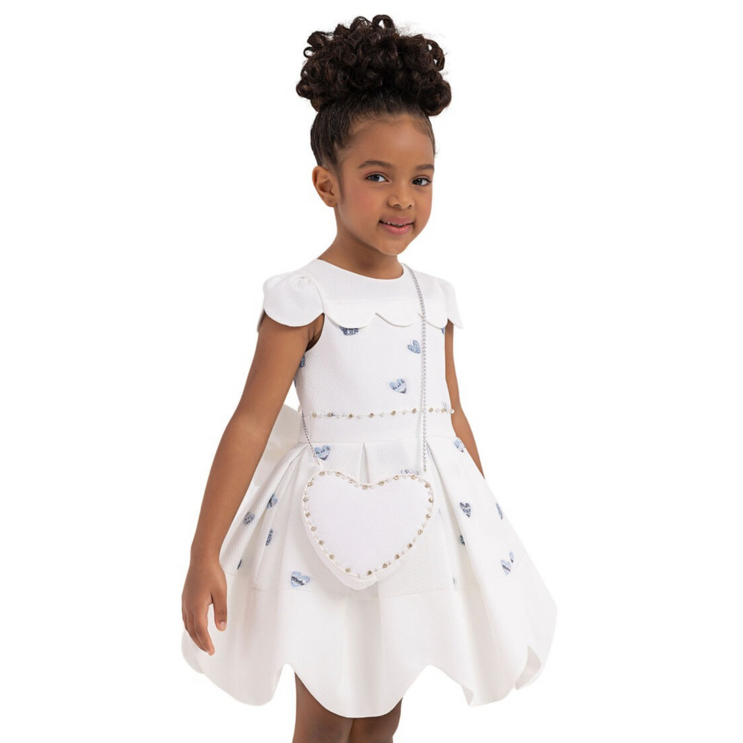 Robe de soirée pour filles, cœurs bleus