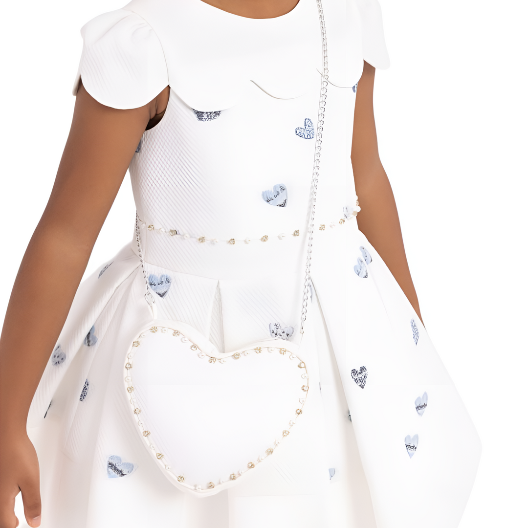 Robe de soirée pour filles, cœurs bleus