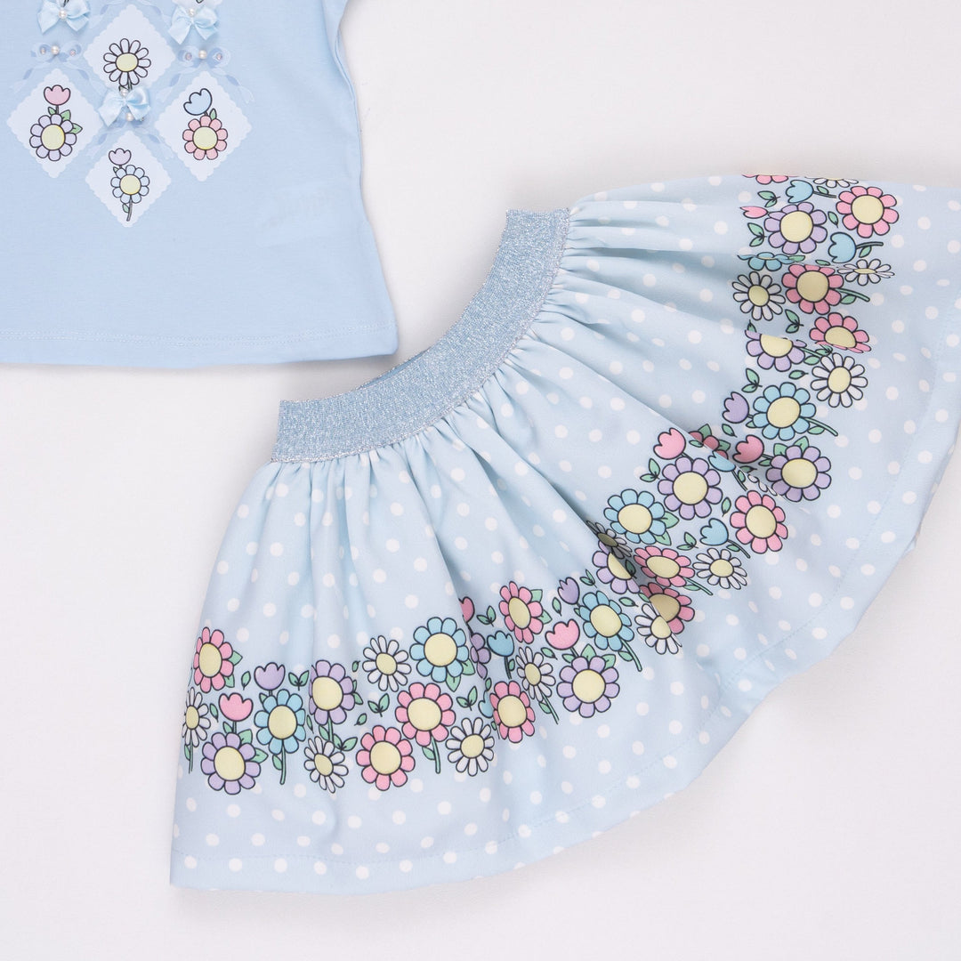 Blue Blossom Girl Skirt Set