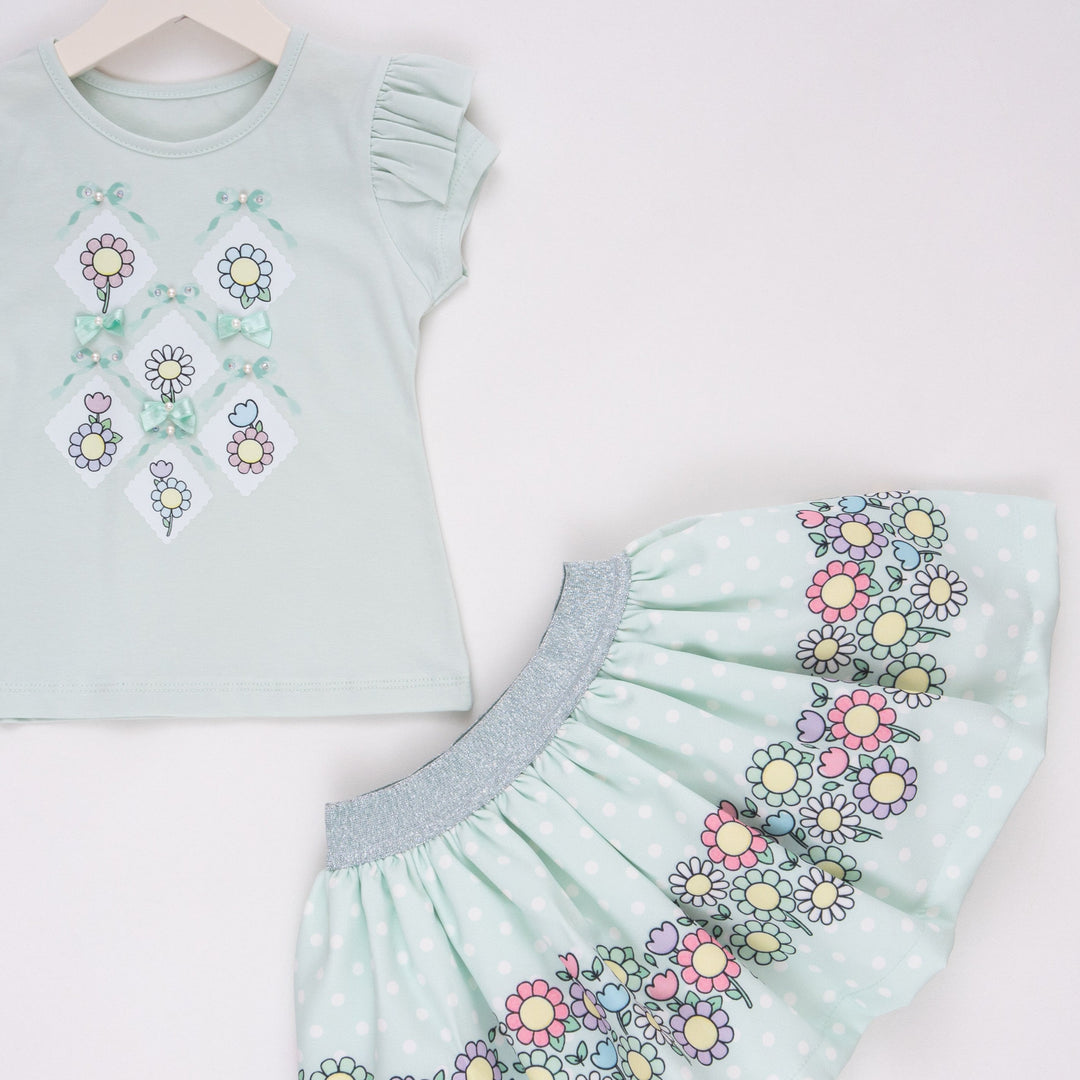 Blue Blossom Girl Skirt Set