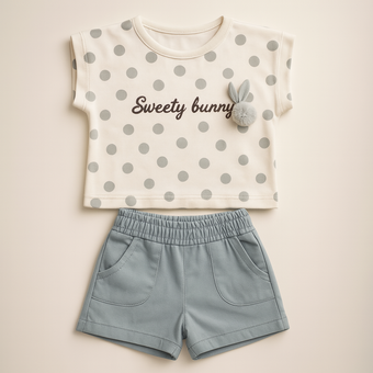 Ensemble décontracté à pois pour filles