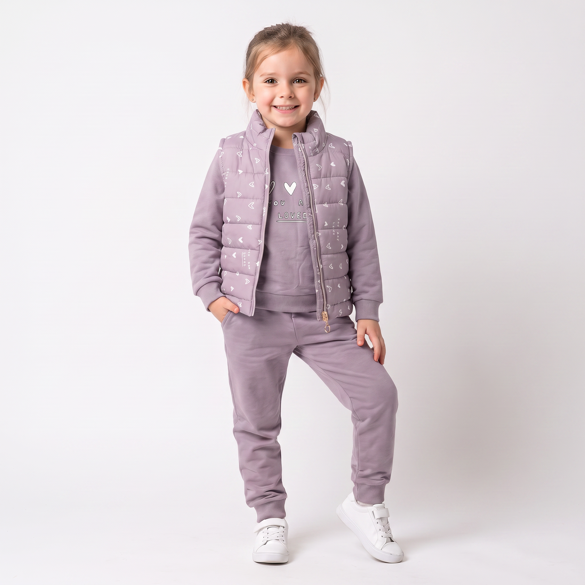 Loved Puffer Vest Set