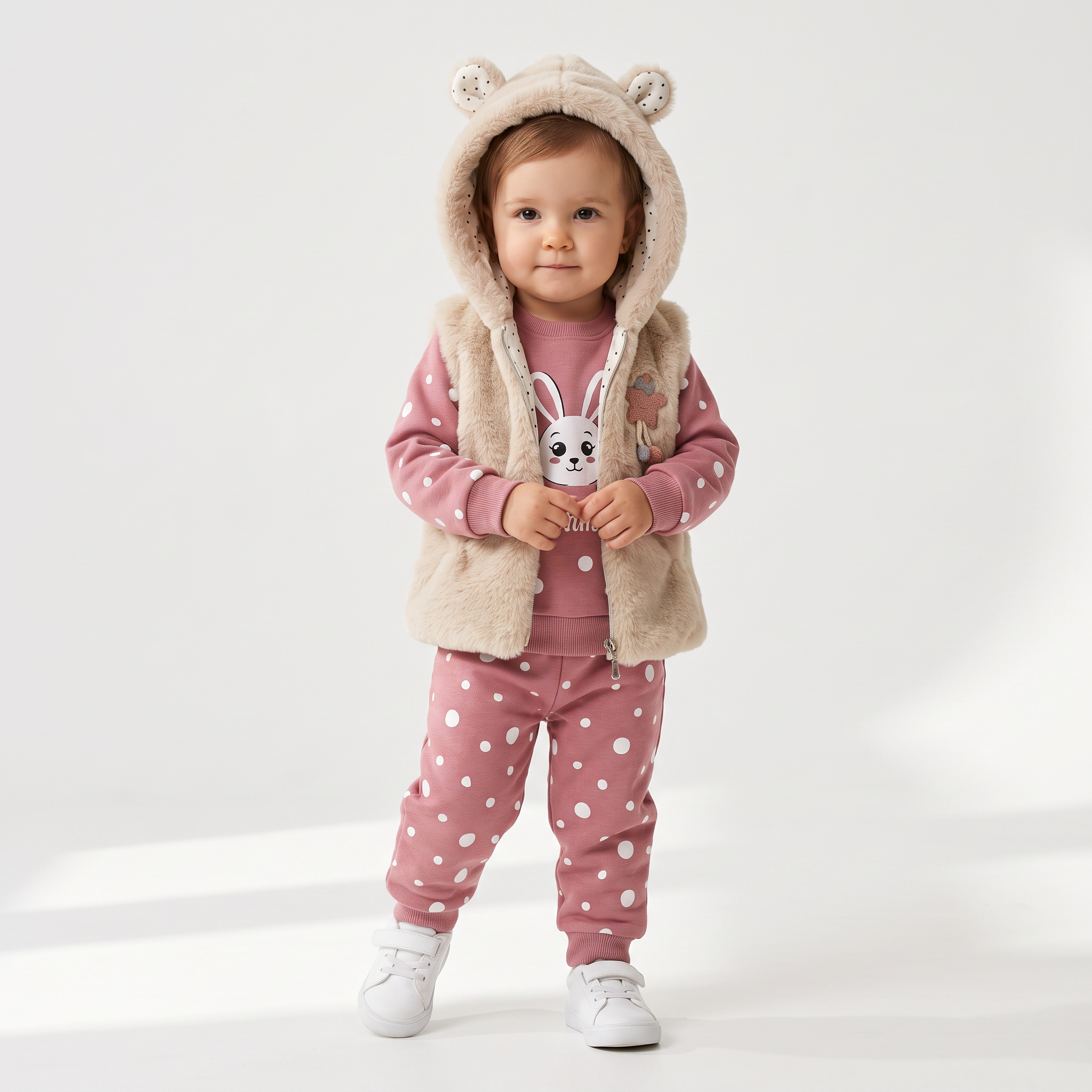Ensemble jogger pour fille avec gilet lapin mignon