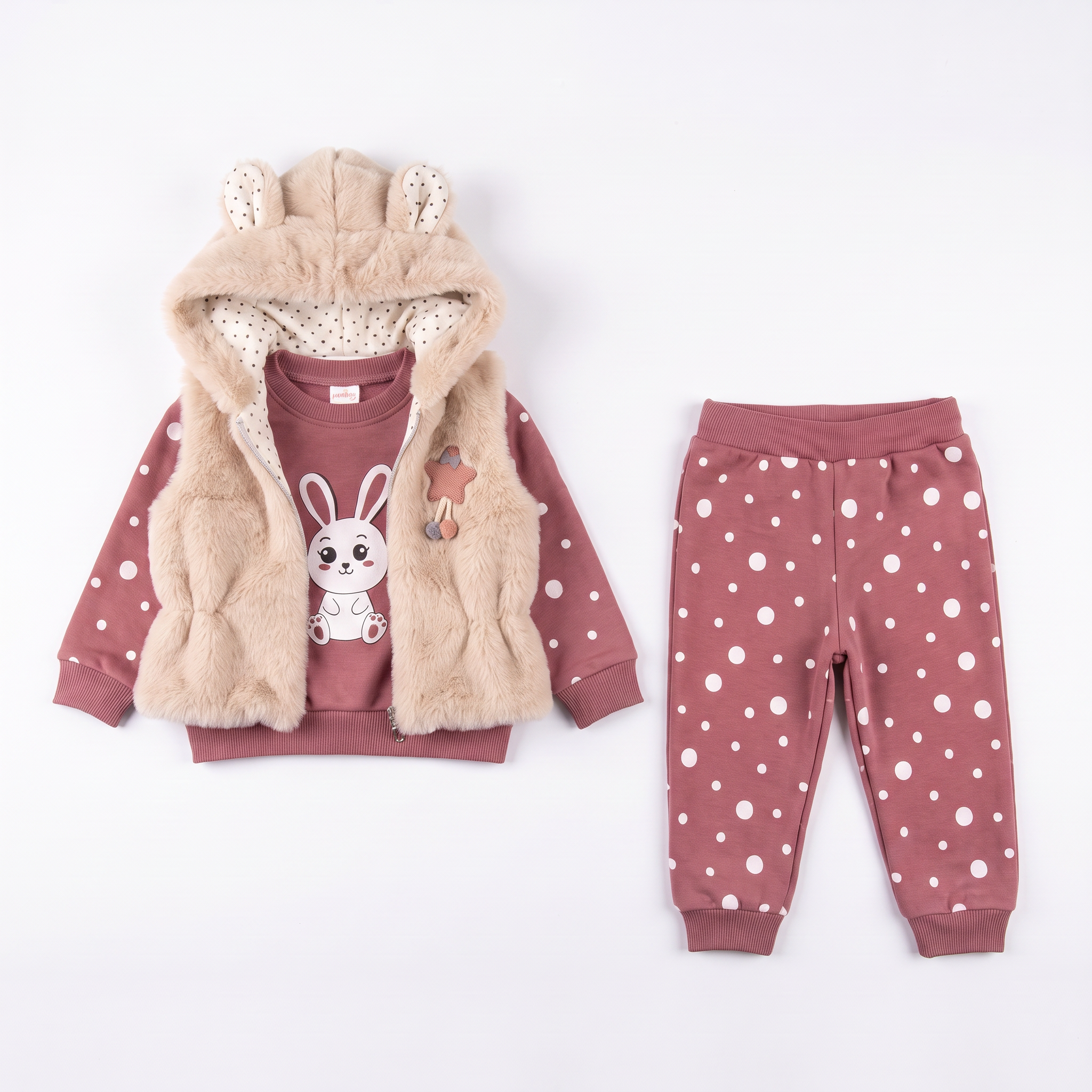 Ensemble jogger pour fille avec gilet lapin mignon