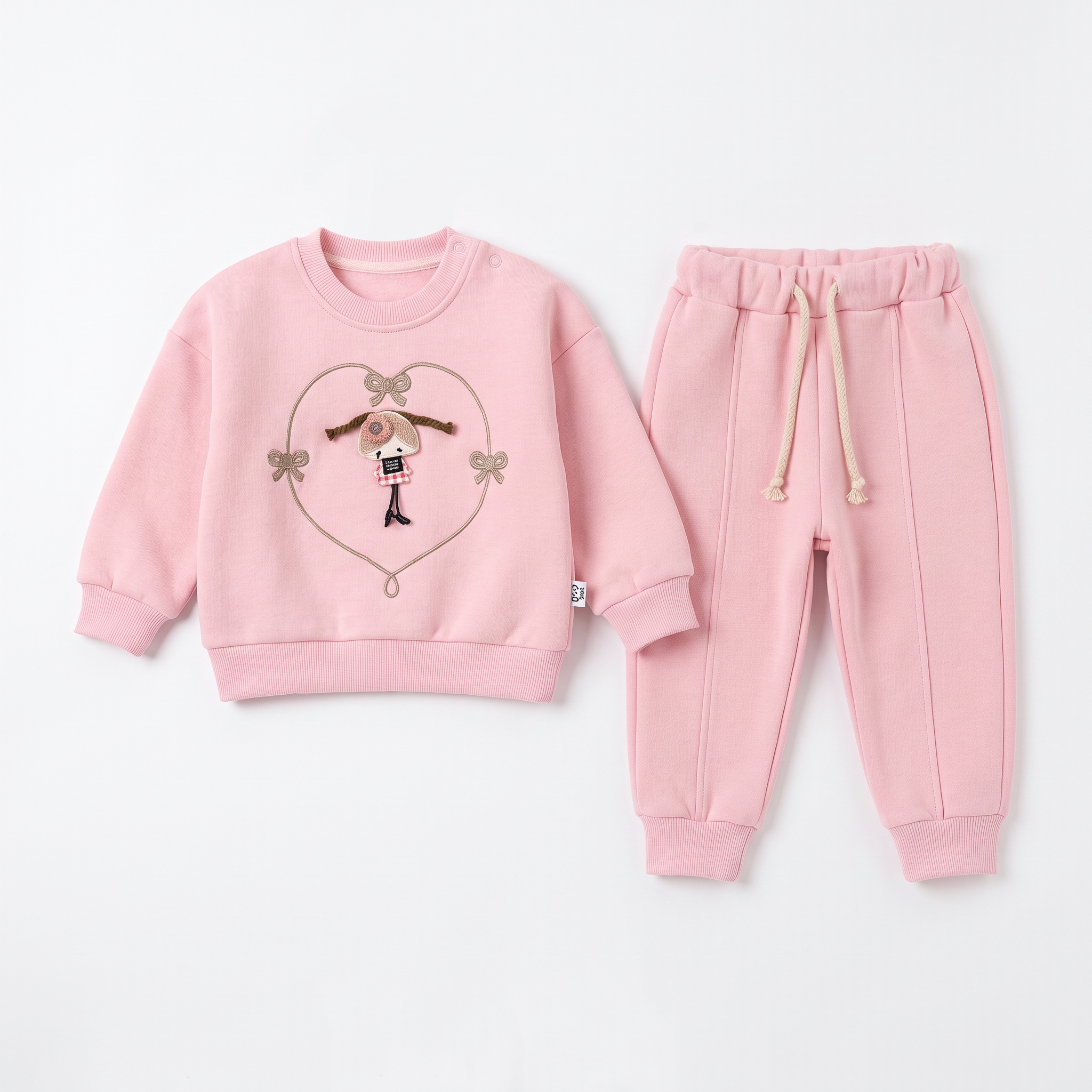 Ensemble de jogging en coton avec cœur en ruban