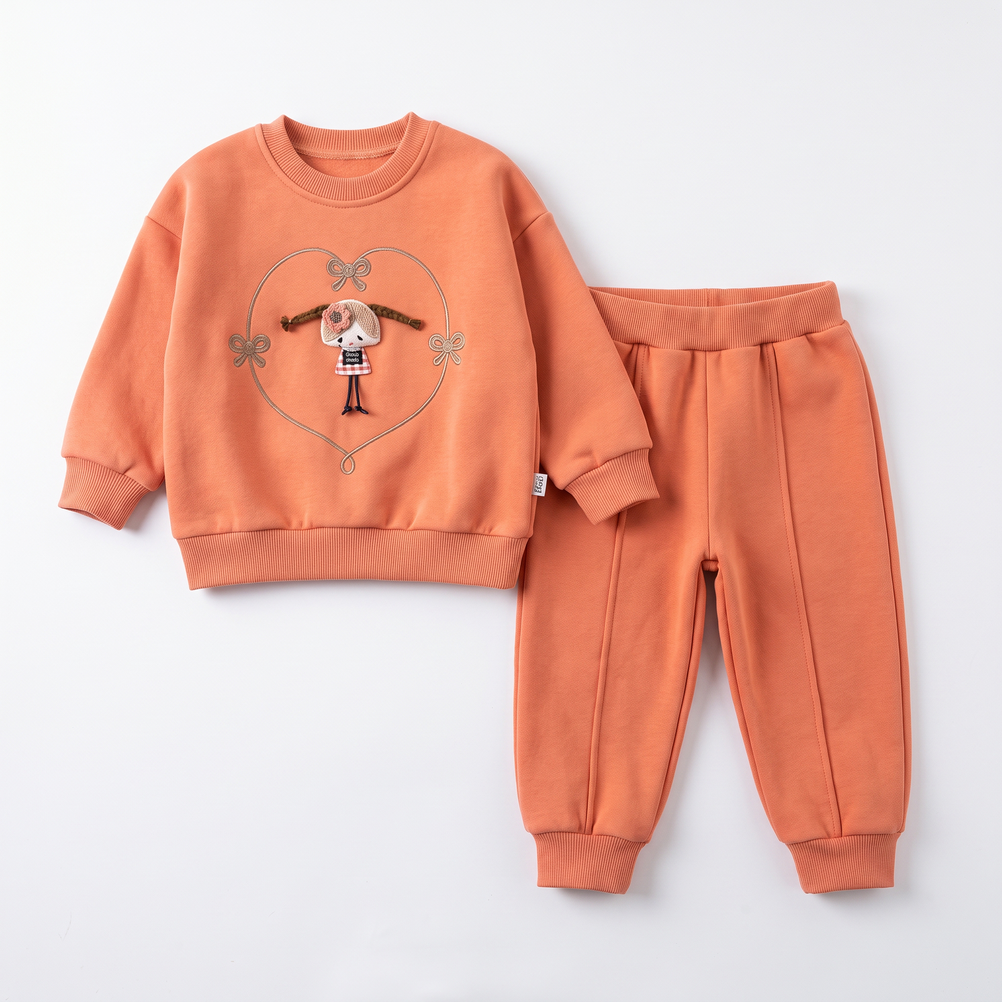 Ensemble de jogging en coton avec cœur en ruban