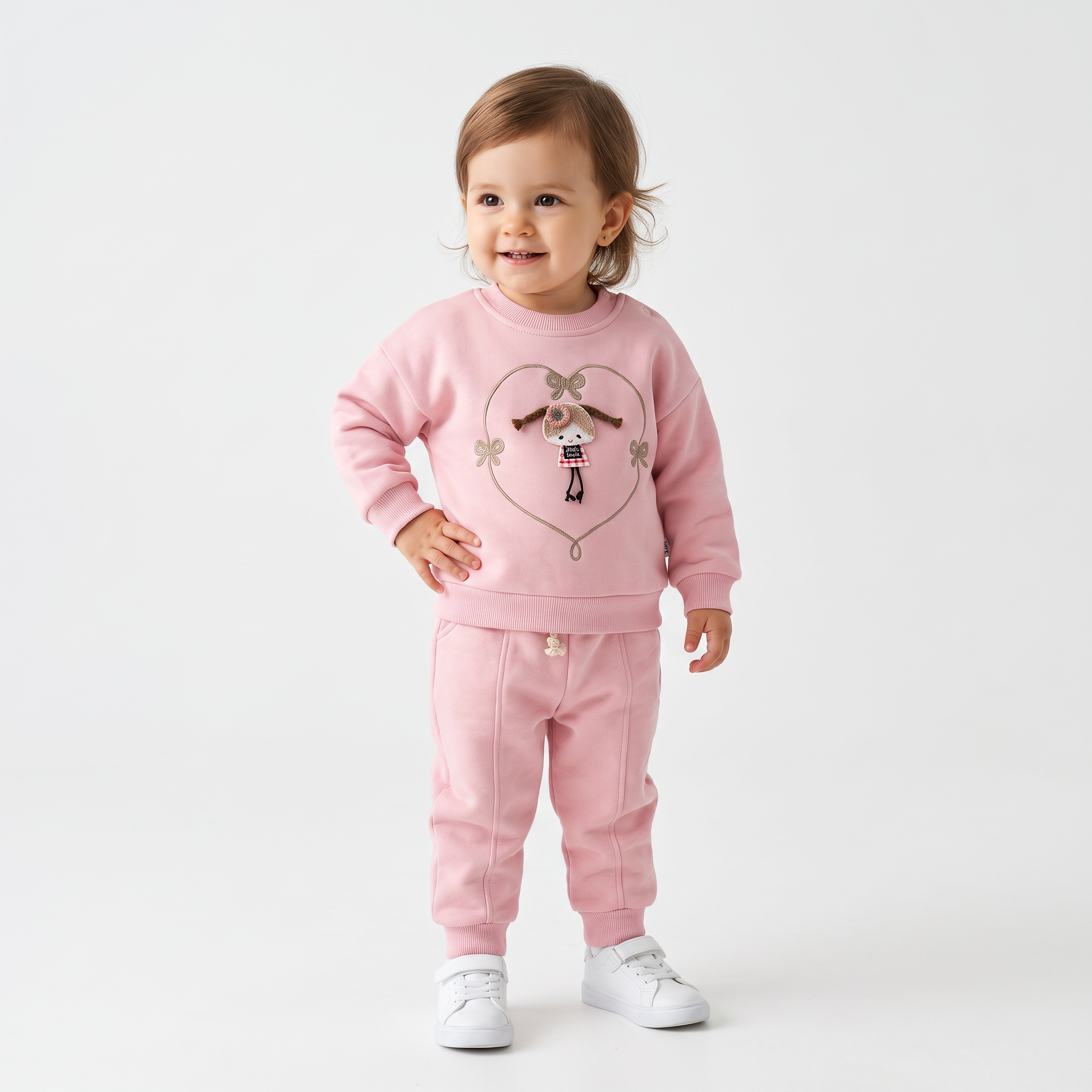 Ensemble de jogging en coton avec cœur en ruban
