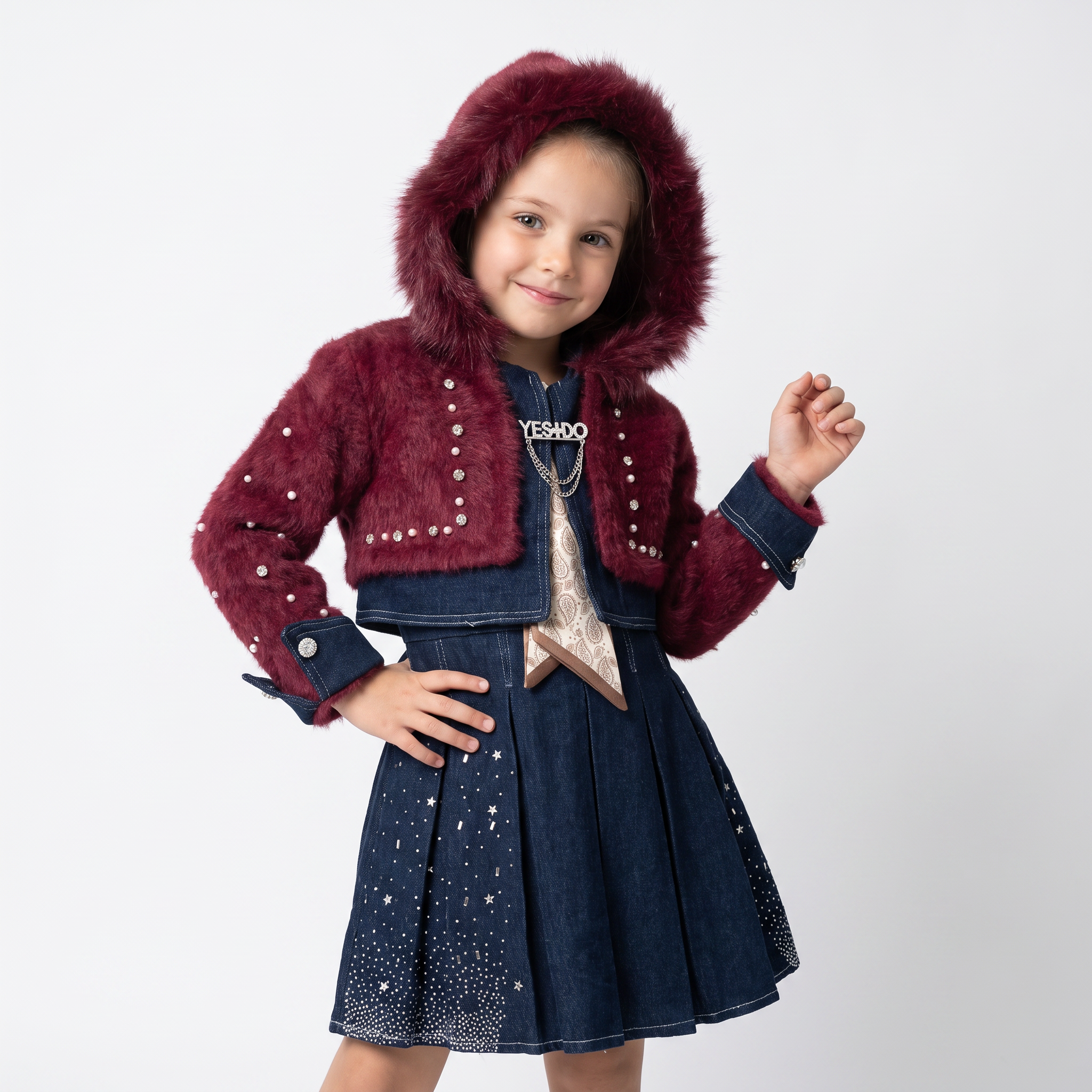 Little Diva Bolero & Denim Dress Set