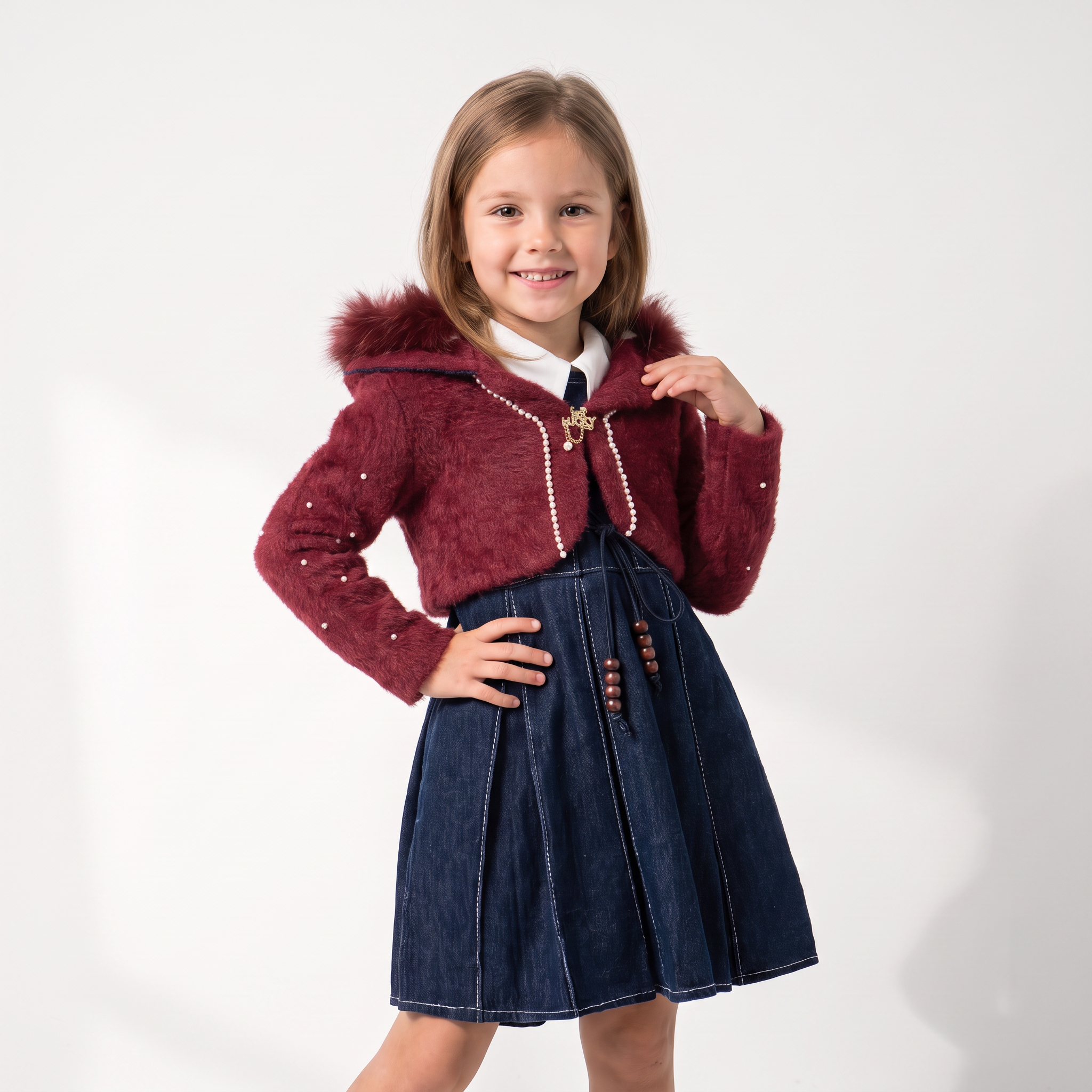 Royal Charm Bolero & Denim Dress Set