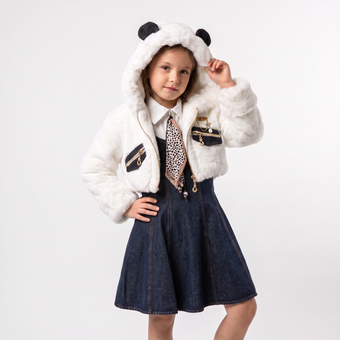 Denim Panda Girls Dress