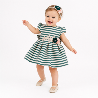 Garden Stripe Baby Dress
