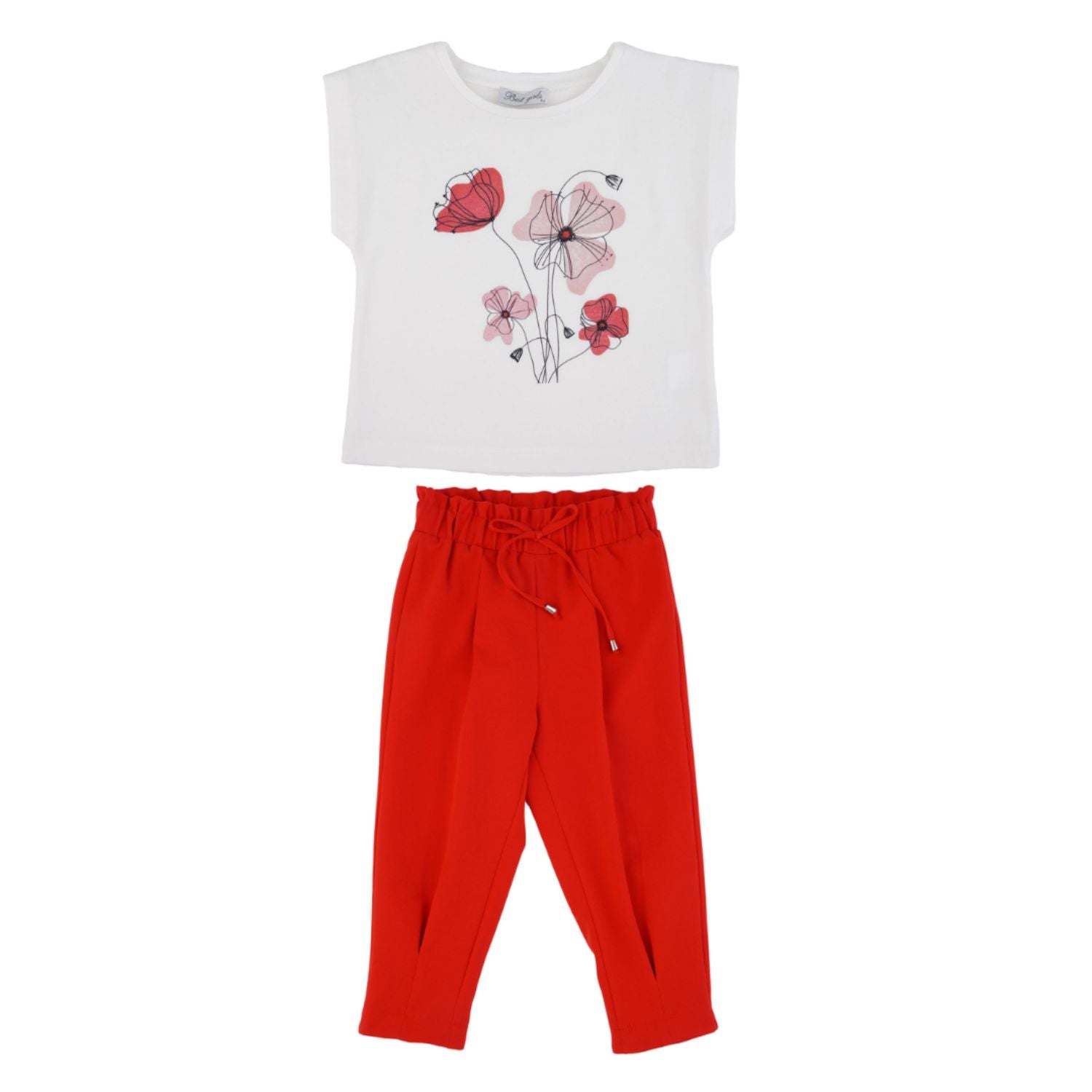 Coral Floral Girls Casual Set
