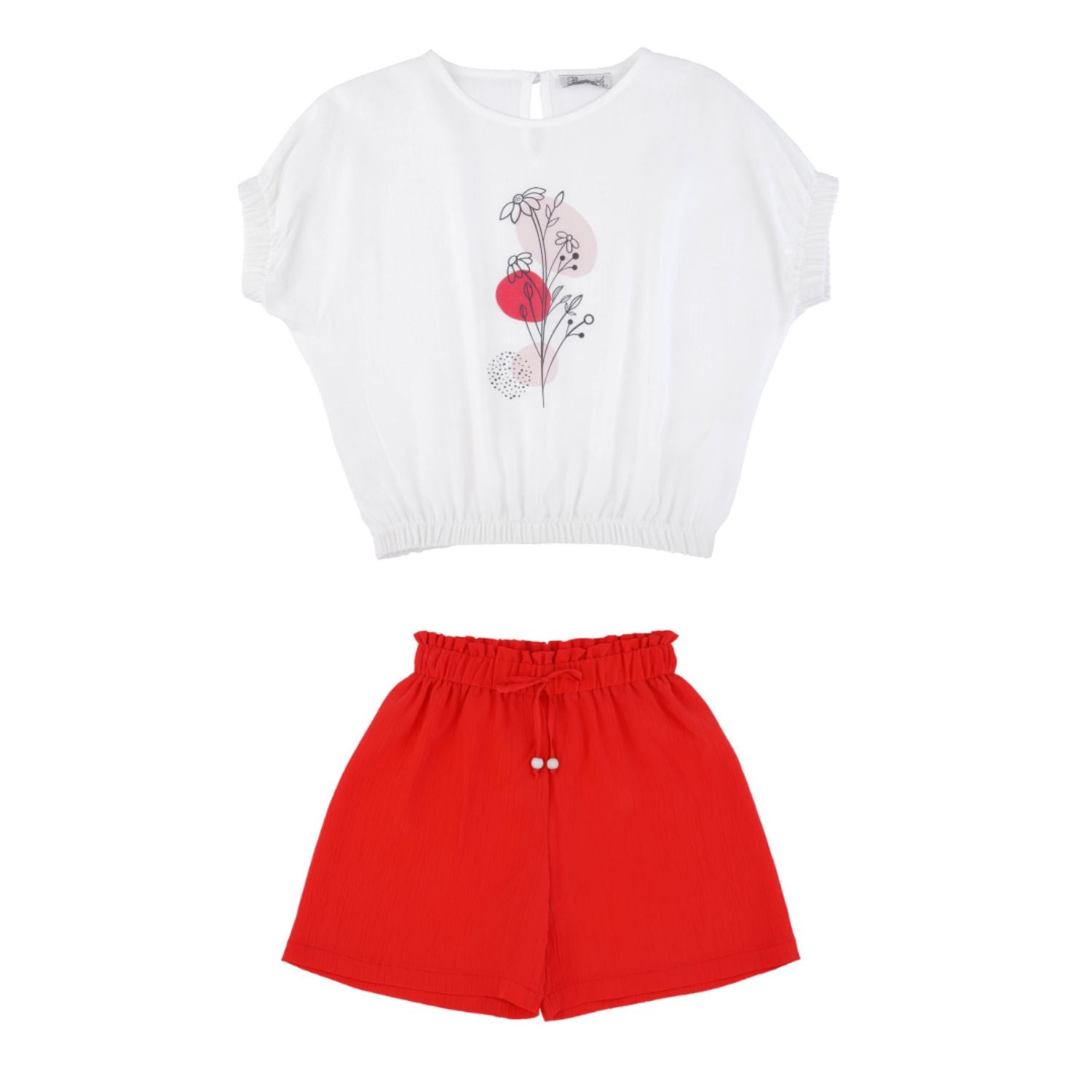 Coral Flower Girls Casual Set