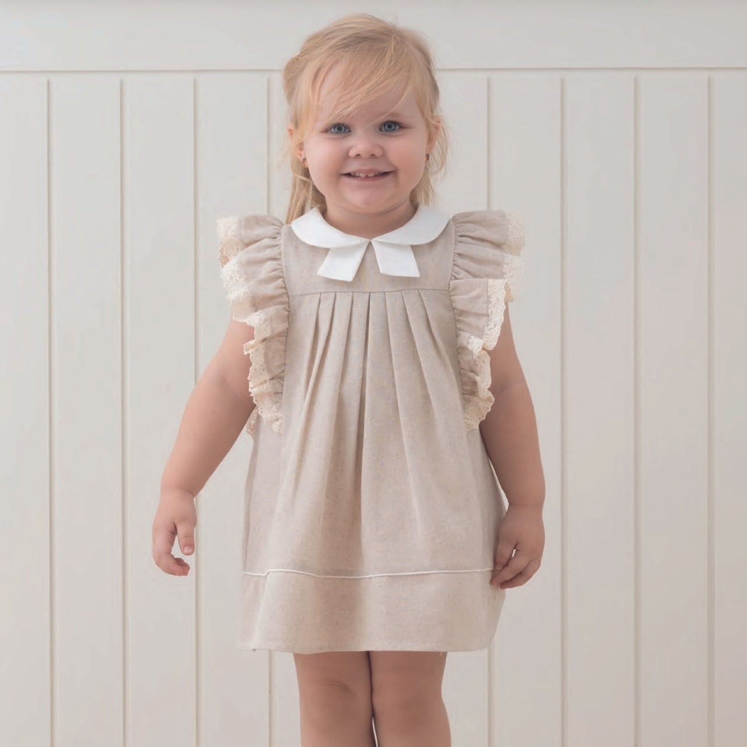 Frilly Beige Chic Baby Dress