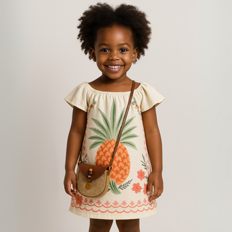 Robe en lin Tropical Isla pour filles