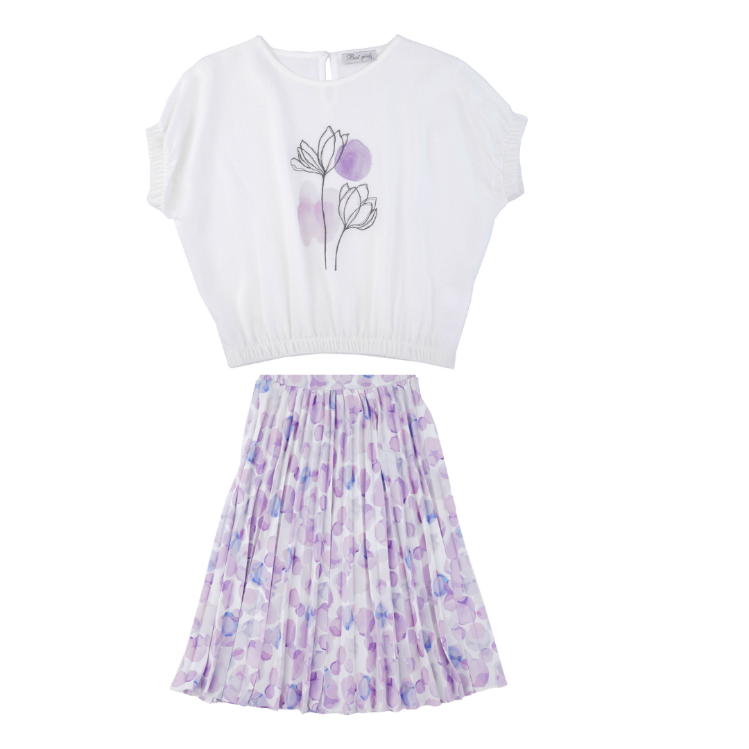 Ensemble décontracté pour filles à fleurs lilas