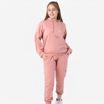 Pink Girls' Hoodie Jogger Set