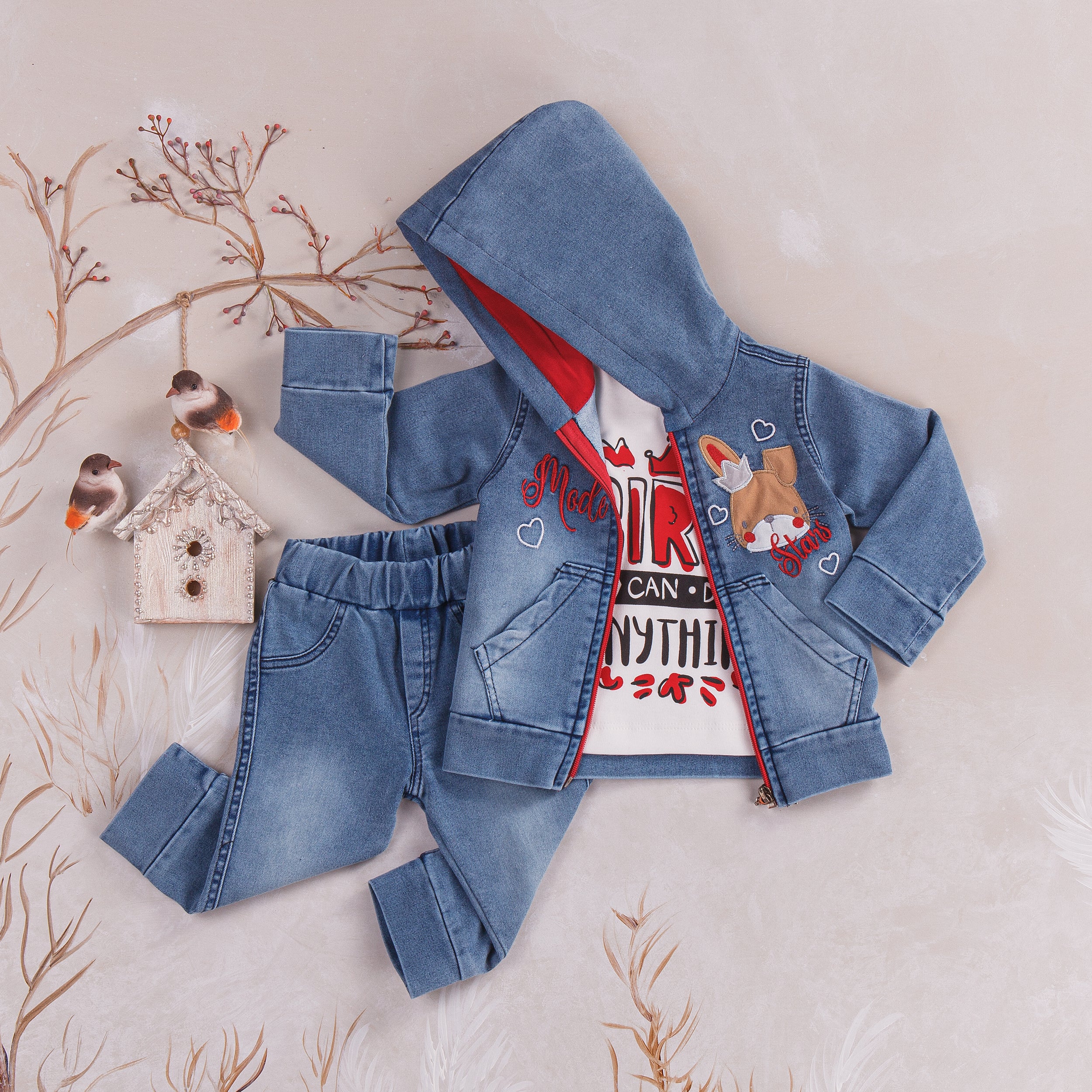 Bunny Jeans Girls Casual Set