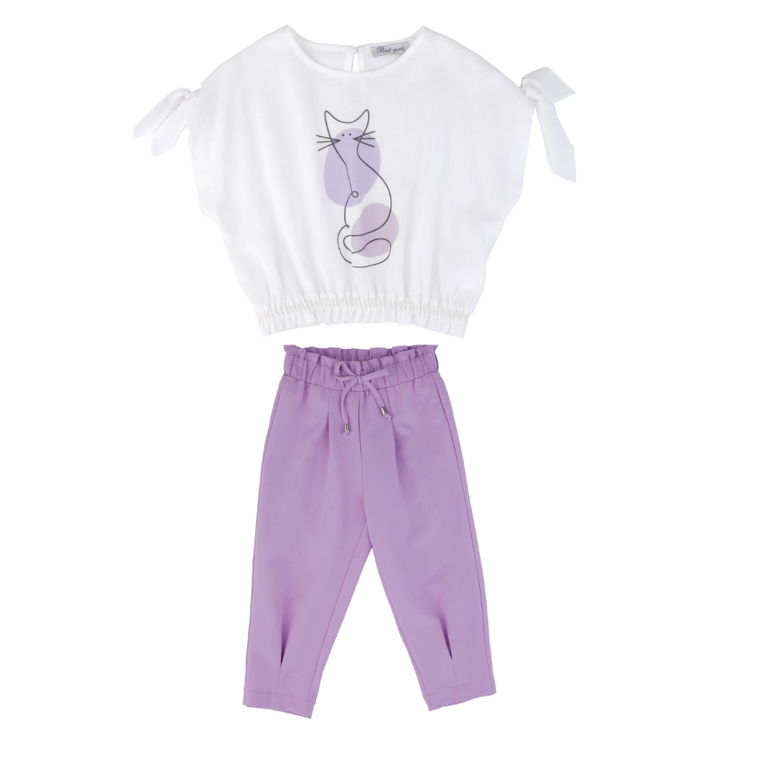 Ensemble décontracté mignon Minou pour filles