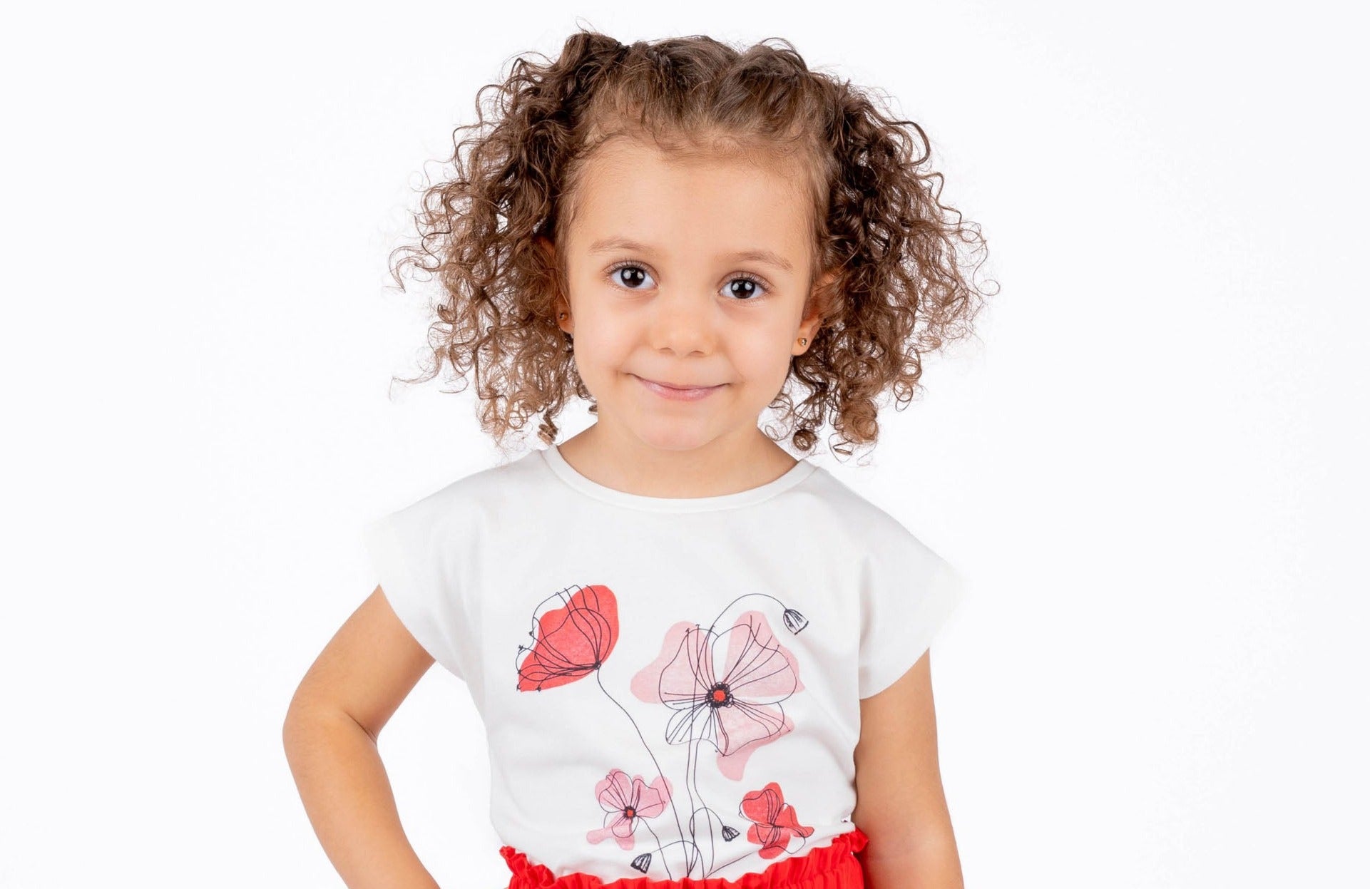 Coral Floral Girls Casual Set