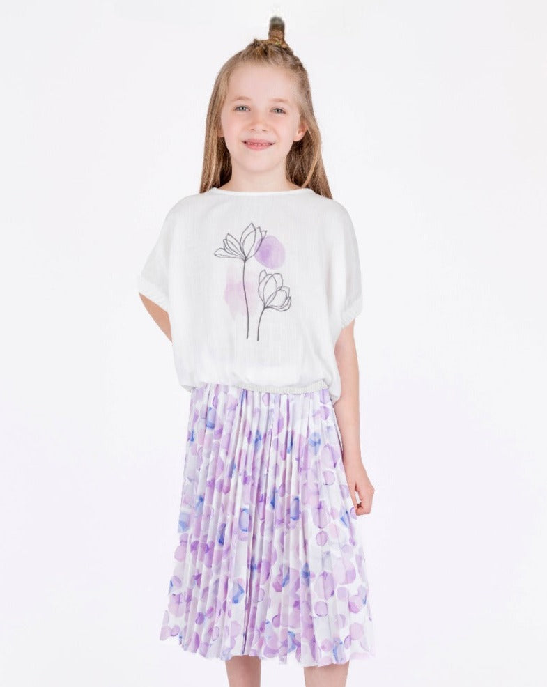 Ensemble décontracté pour filles à fleurs lilas
