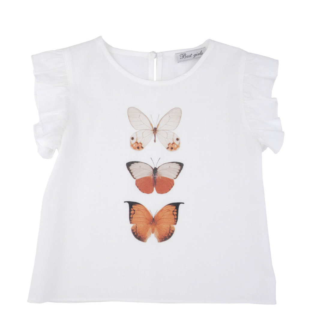 Orange Butterfly Girls Casual Set